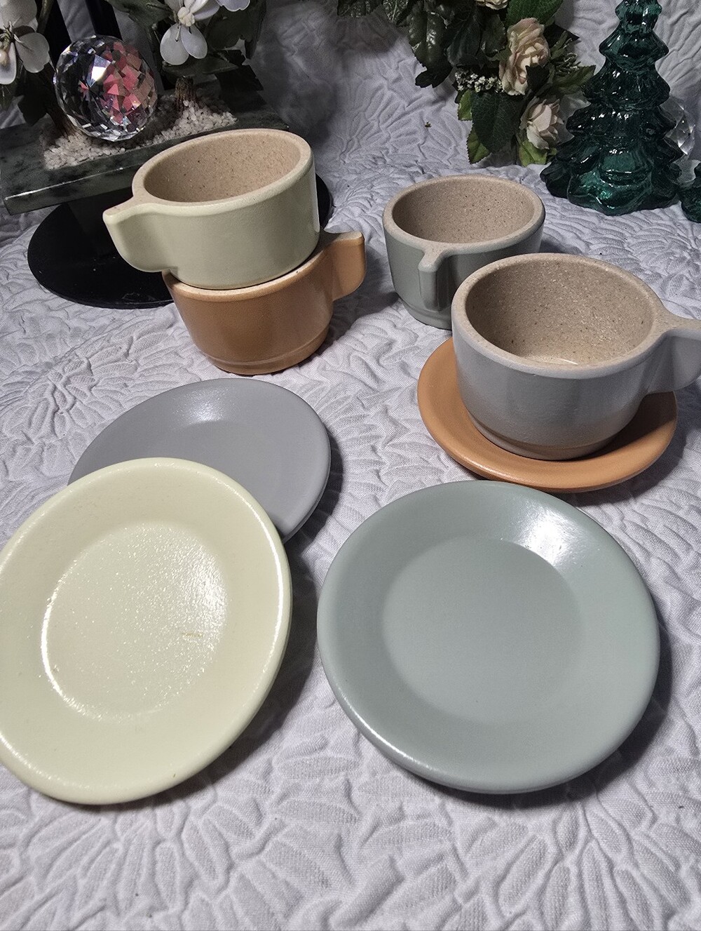 Robud Vintage Inspired Wooden Play Tea Set - Muted Earthy Pastel Dishes
